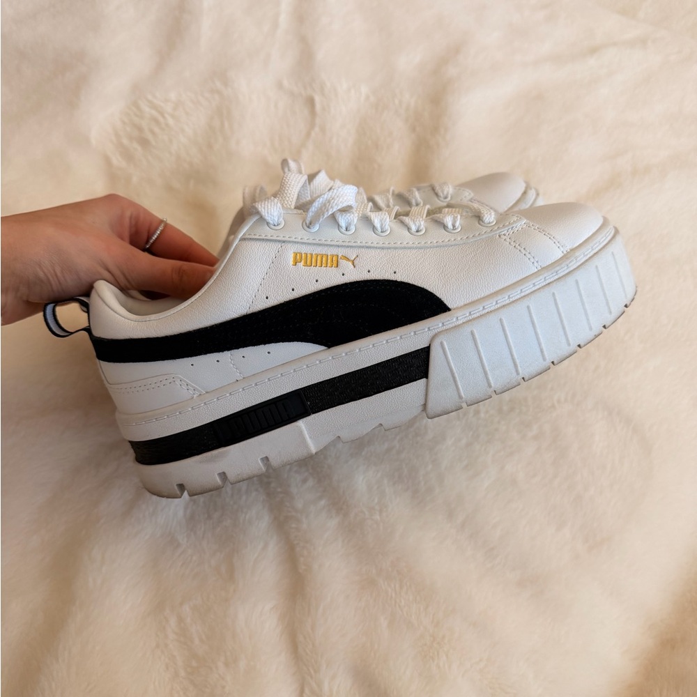 Puma White and Black Platform Sneakers